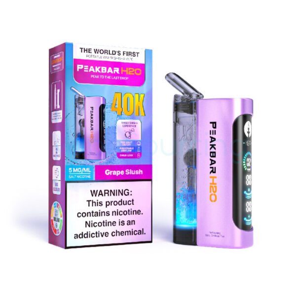 3 mg nicotine disposable vape PeakBar H2O 40K Puffs 3MG Grape Slush Compare Charge Foger Vape UT Bar Variant:Toppers